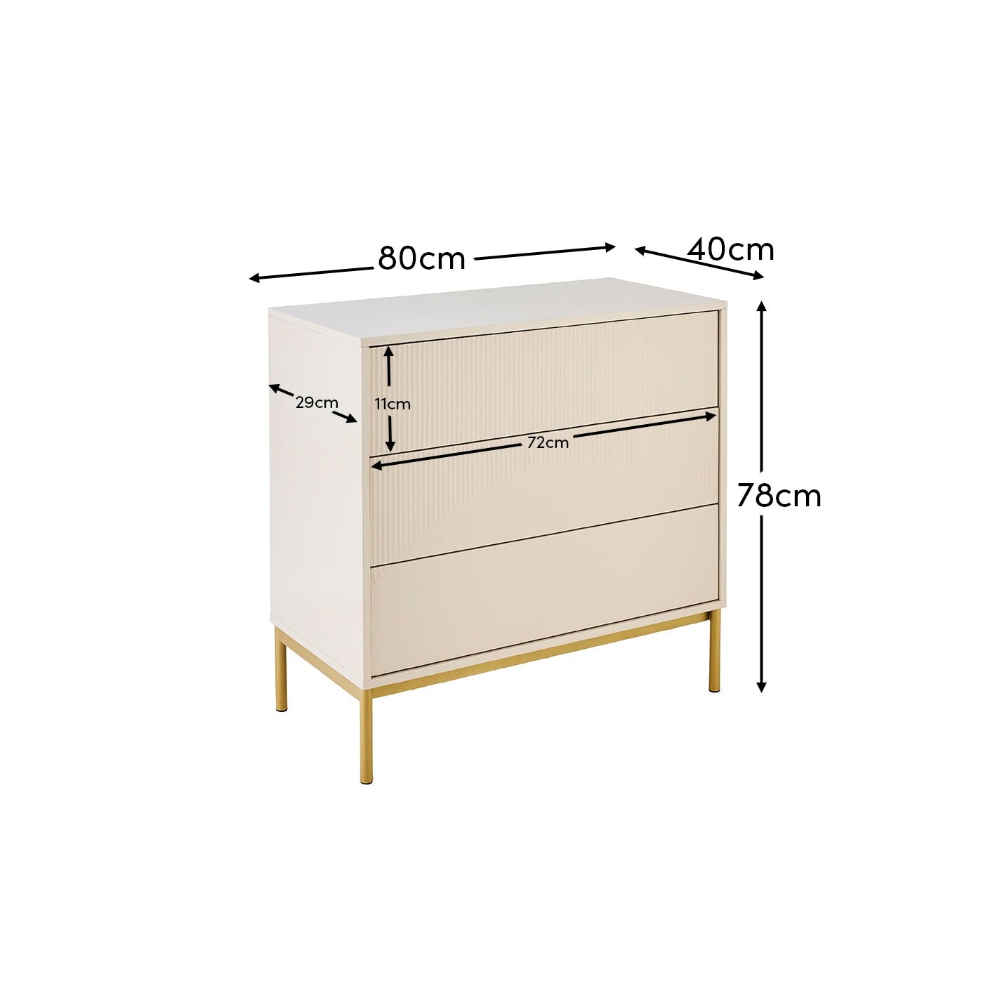 Luella 80cm 3 Drawer Chest of Drawers - Driftwood - Laura James