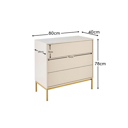Luella 80cm 3 Drawer Chest of Drawers - Driftwood - Laura James