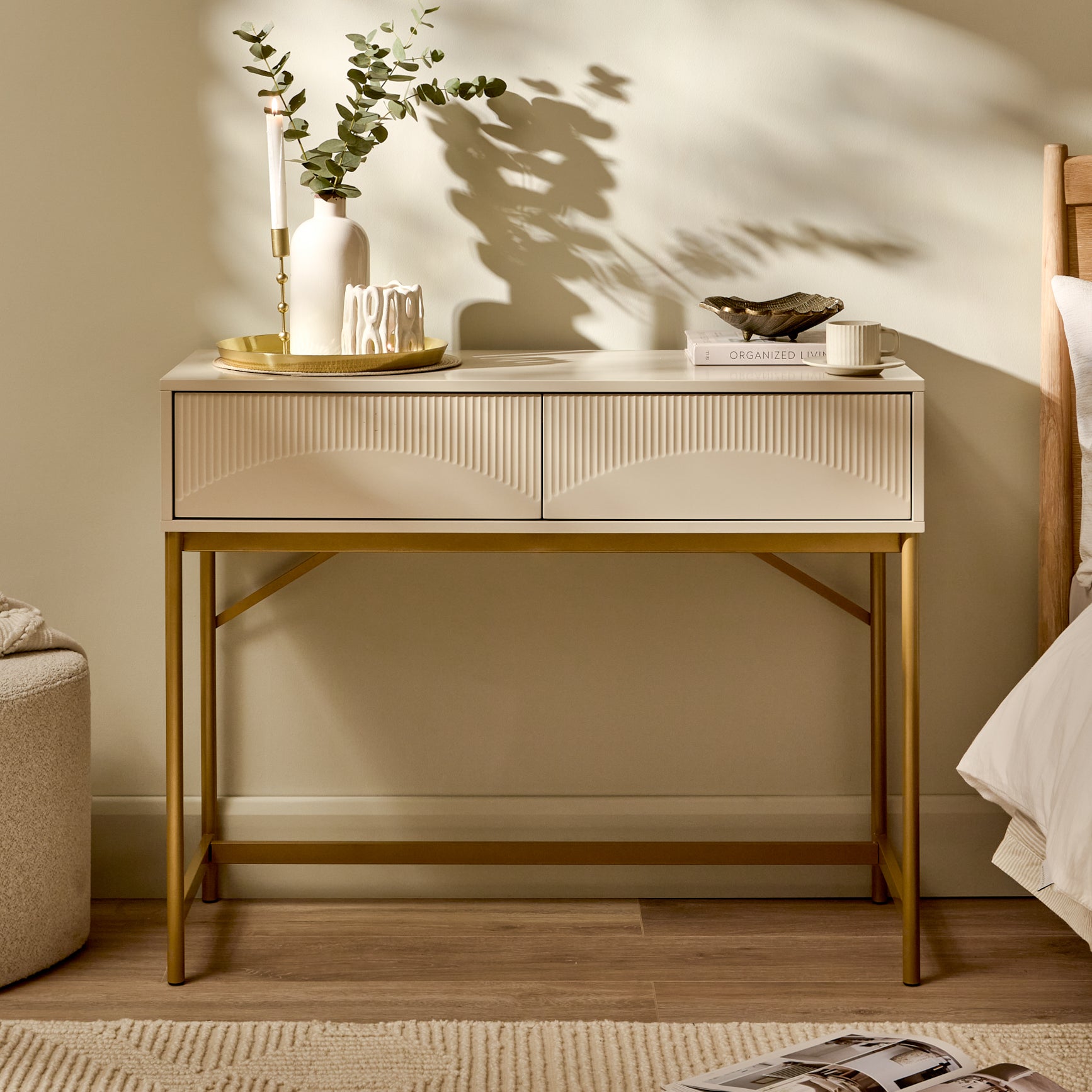 Luella 100cm Fluted Dressing Table Driftwood