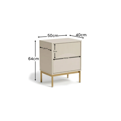 Luella 50cm 2 Drawer Bedside Table - Taupe - Laura James