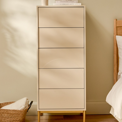 Luella 80cm 5 Drawer Fluted Tallboy - Driftwood