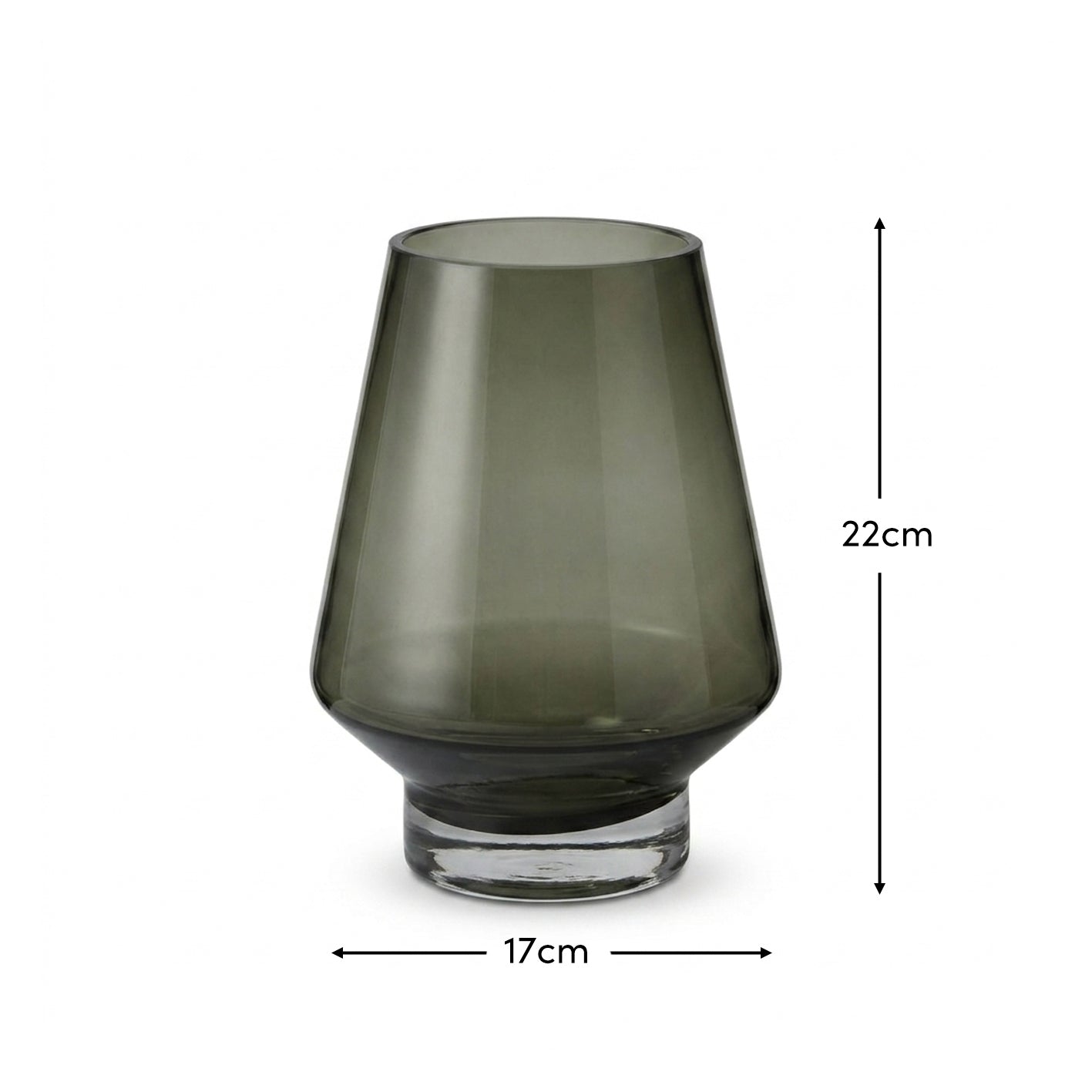Lugano 22cm Glass Hurricane Vase - Smoke Grey - Laura James