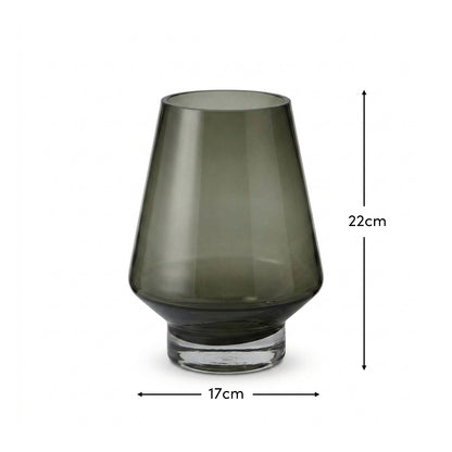 Lugano 22cm Glass Hurricane Vase - Smoke Grey - Laura James