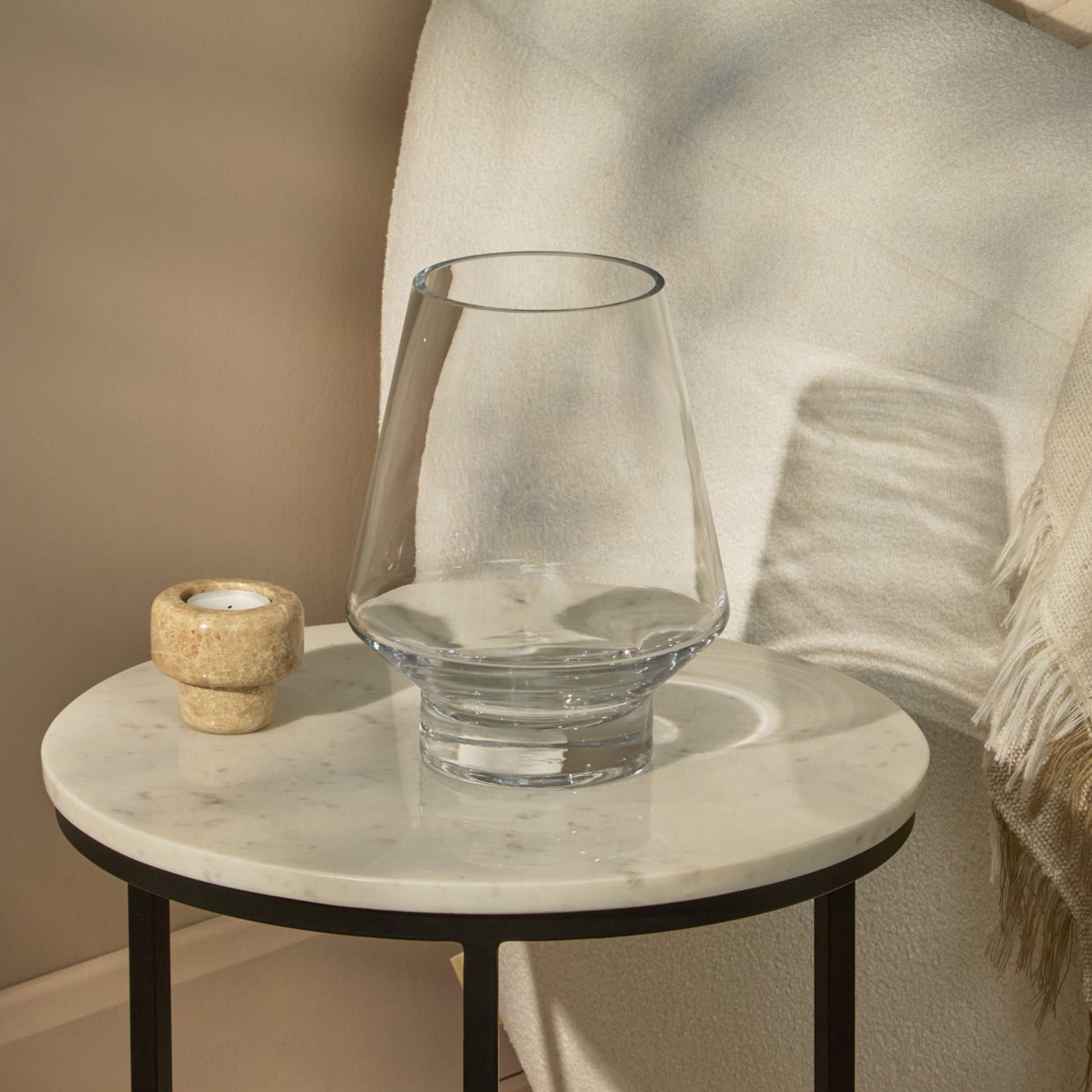 Lugano 22cm Glass Hurricane Vase - Clear - Laura James  