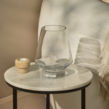 Lugano 22cm Glass Hurricane Vase - Clear - Laura James  