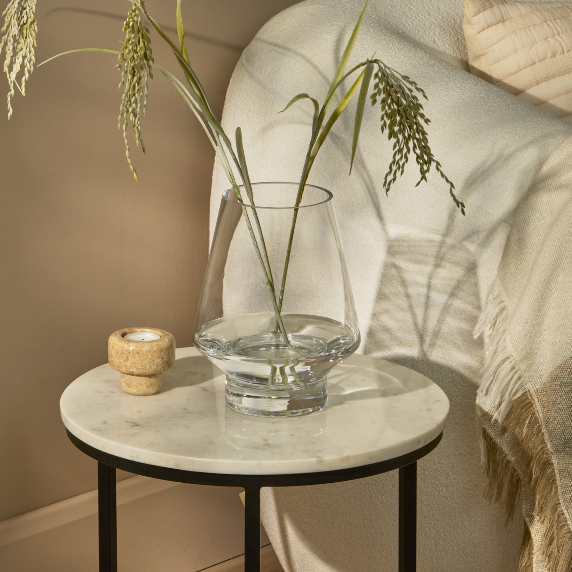 Lugano 22cm Glass Hurricane Vase - Clear - Laura James 