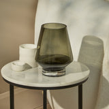 Lugano 22cm Glass Hurricane Vase - Smoke Grey - Laura James 