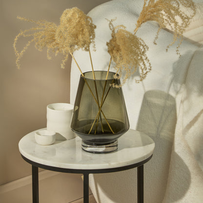 Lugano 22cm Glass Hurricane Vase - Smoke Grey - Laura James 