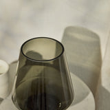 Lugano 22cm Glass Hurricane Vase - Smoke Grey - Laura James
