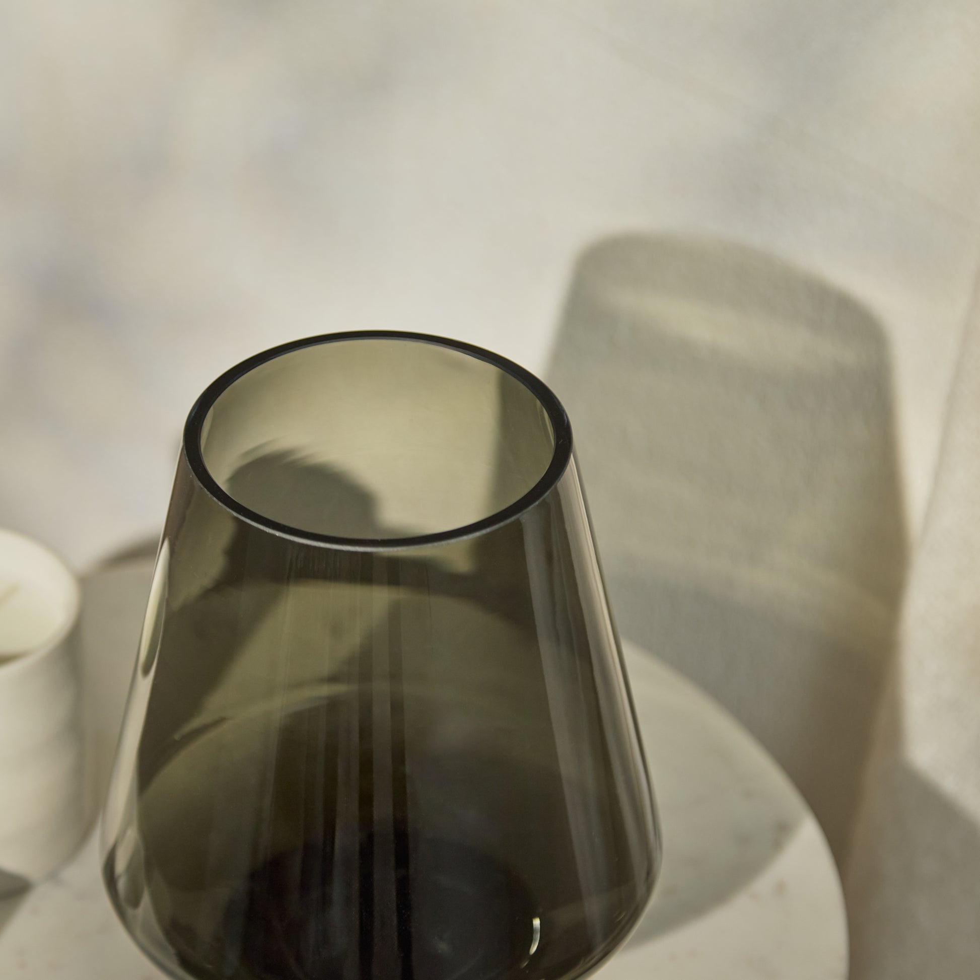 Lugano 22cm Glass Hurricane Vase - Smoke Grey - Laura James