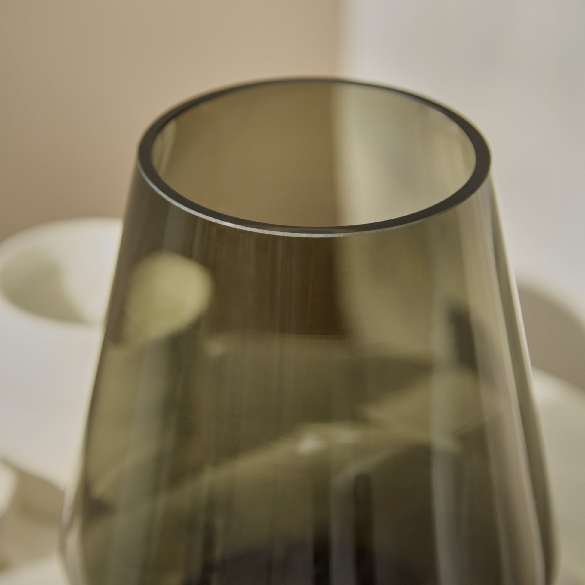 Lugano 22cm Glass Hurricane Vase - Smoke Grey - Laura James
