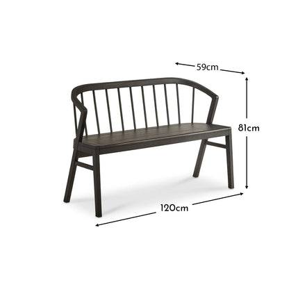 Mabel 3 Seater Bench - Black Oak - Laura James 