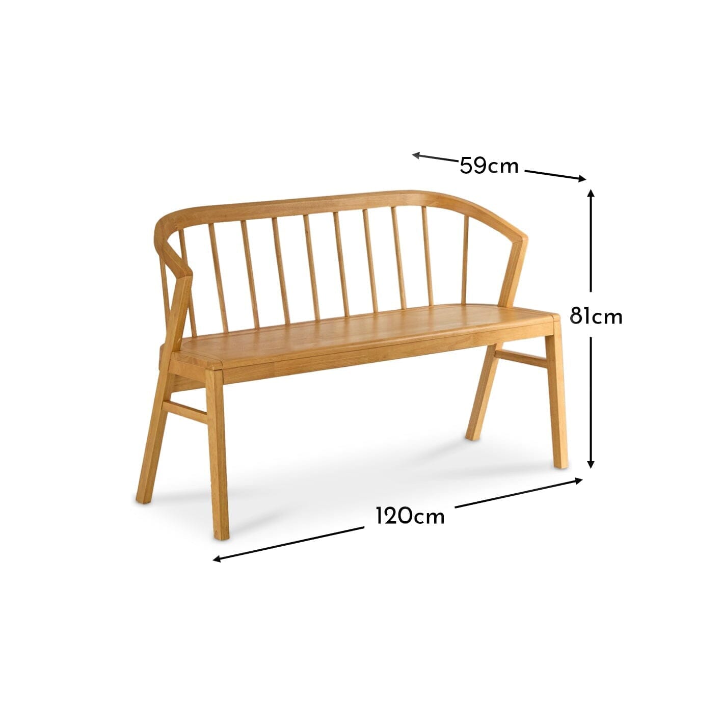 Mabel 3 Seater Bench - Classic Oak - Laura James