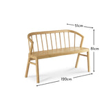 Mabel 3 Seater Bench - Pale Oak - Laura James 