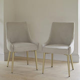 Maeve Soft Beige Dining Chairs - Set of 2 - Gold Legs - Laura James 