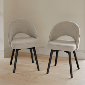 Marilyn Soft Beige Dining Chairs - Set of 2 - Black Oak Legs