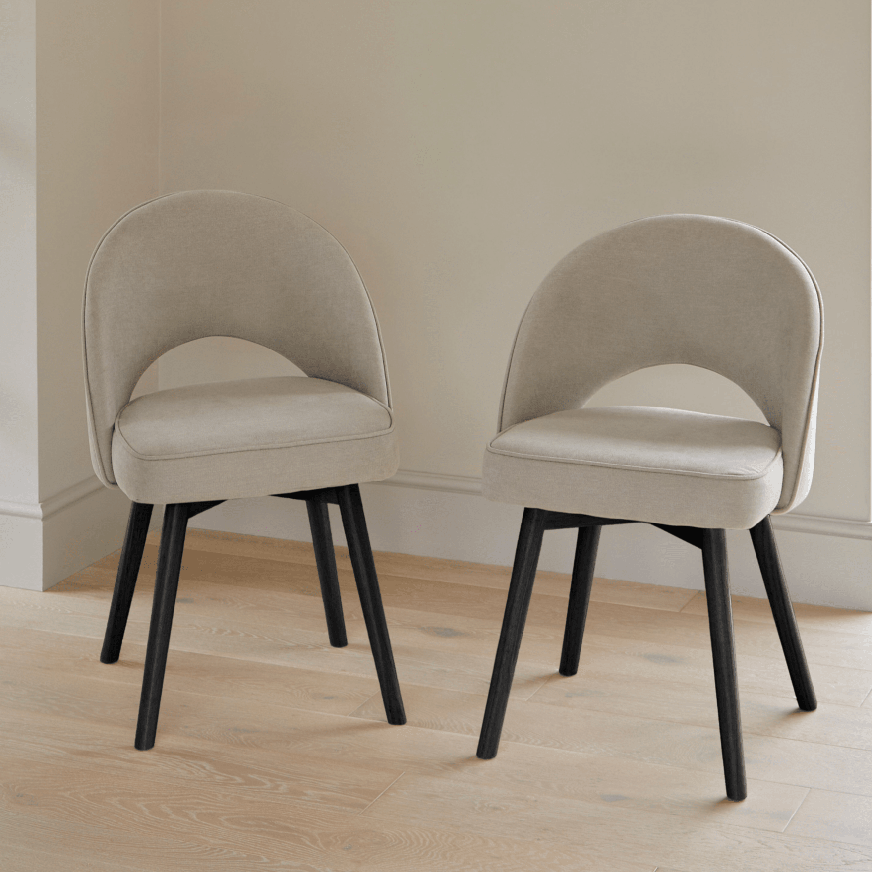 Marilyn Beige Dining Chairs with Black Legs Set of Laura James