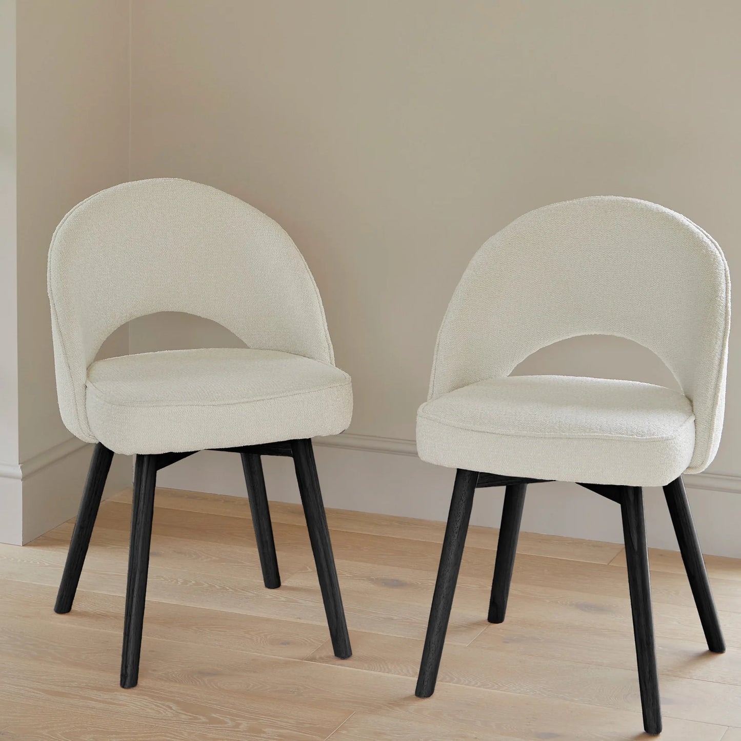 Marilyn Boucle Dining Chairs - Set of 2 - Black Oak Legs
- Laura James 