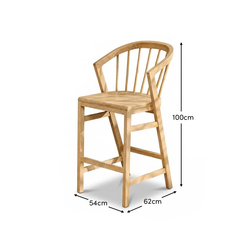 Mabel Bar Stool - Set of 2 - Whitewash Oak - Laura James