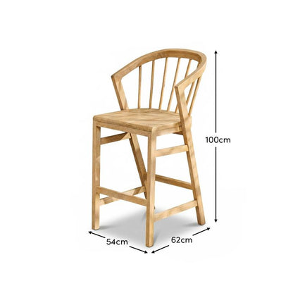 Mabel Bar Stool - Set of 2 - Whitewash Oak - Laura James