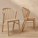 Mabel Pale Oak Wooden Spindle Dining Chairs - Set of 2 - Laura James 