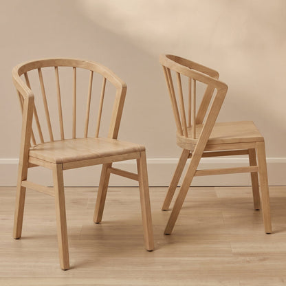 Mabel Pale Oak Wooden Spindle Dining Chairs - Set of 2 - Laura James 