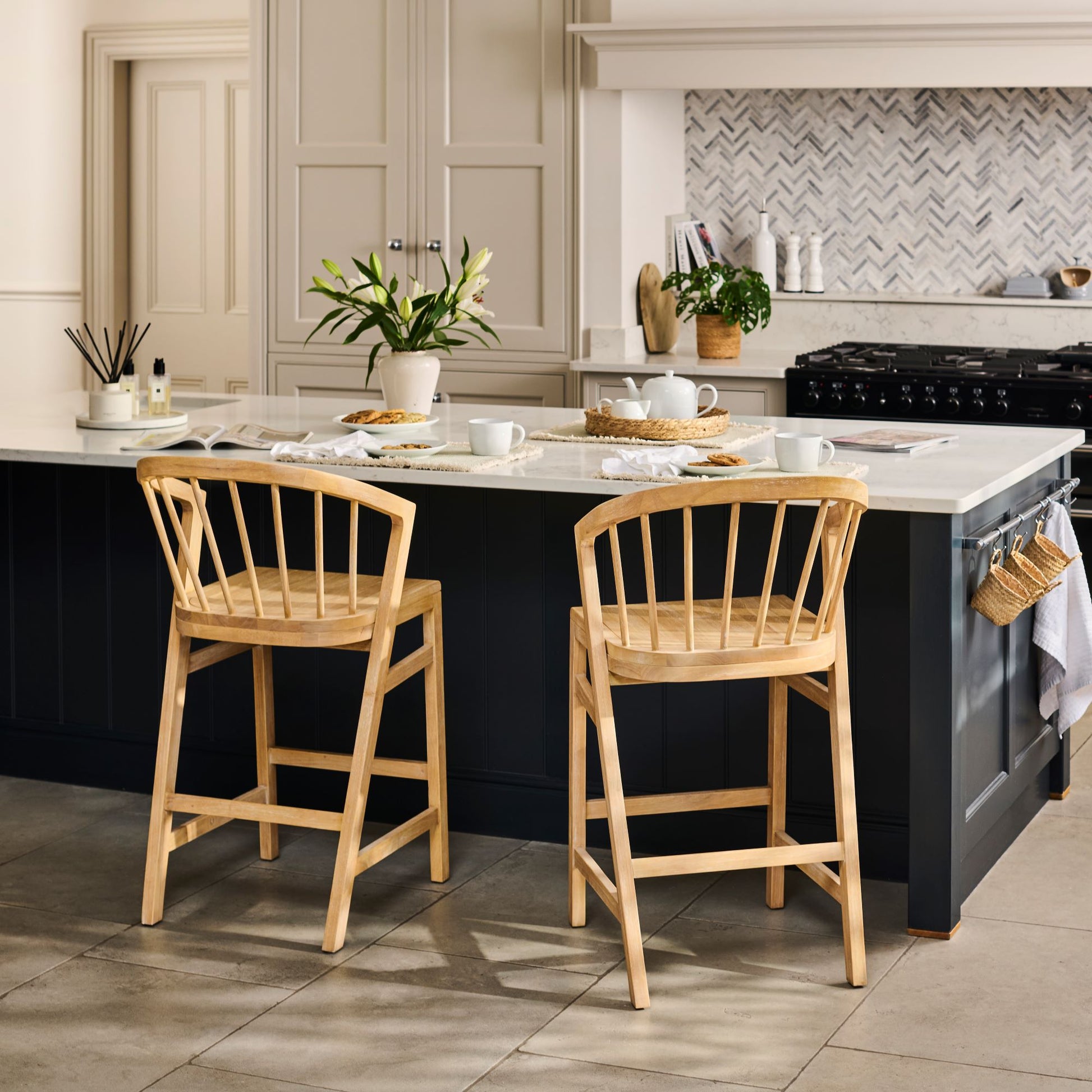 Mabel Bar Stool - Set of 2 - Whitewash Oak - Laura James 
