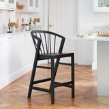 Mabel Black Oak Bar Stools - Set of 2 - Laura James 