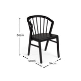 Wooden Spindle Dining Chairs Set of 2 - Black - Laura James