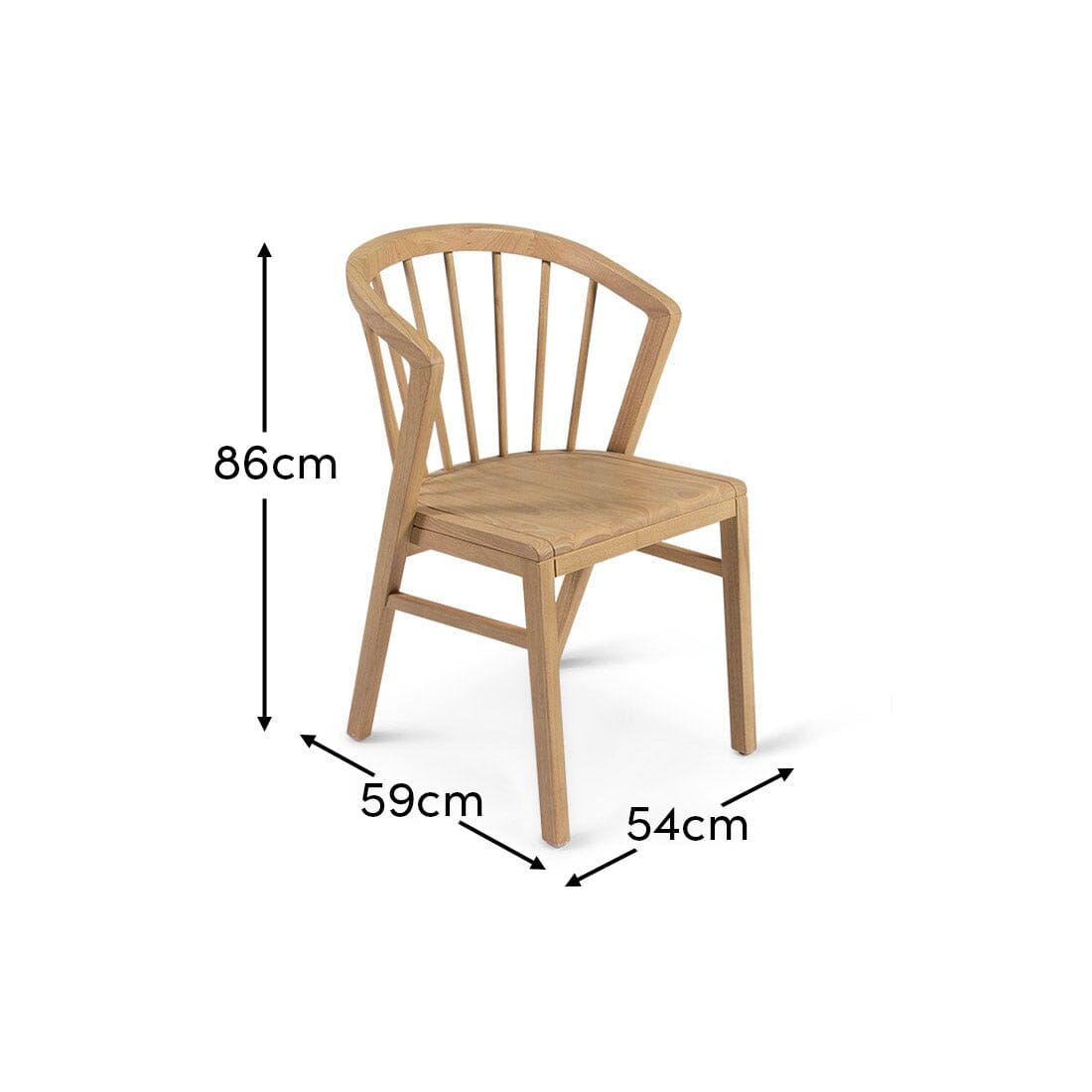 Mabel Pale Oak Wooden Spindle Dining Chairs - Set of 2