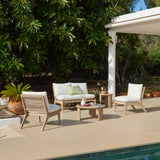 Mali 4 Seater Wooden Garden Sofa Set with Side Table and Coffee Table - Laura James
