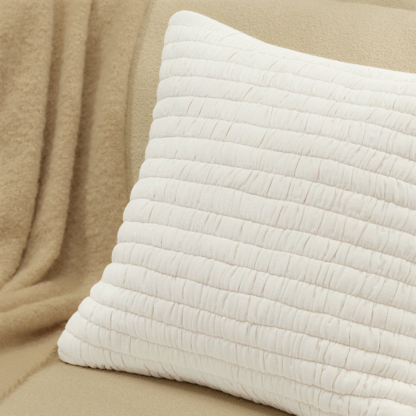 Malton 45 x 45cm Cotton Cushion Cover - White - Laura James 