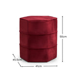 Margot 46cm Hexagon Footstool - Burgundy Velvet - Laura James 