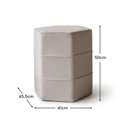 Margot 46cm Hexagon Footstool - Ivory - Laura James 