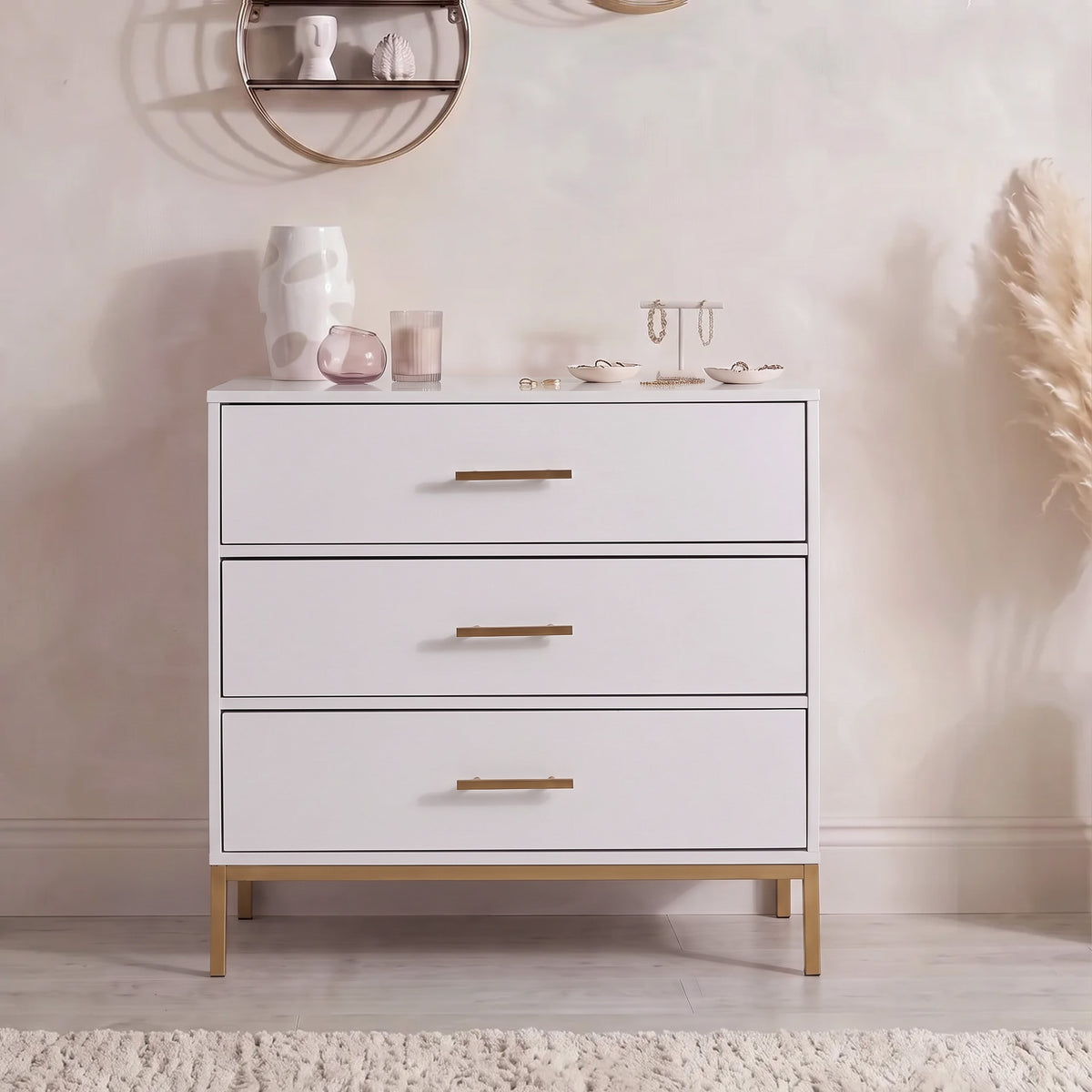 Marie 3 Drawer Chest of Drawers - White