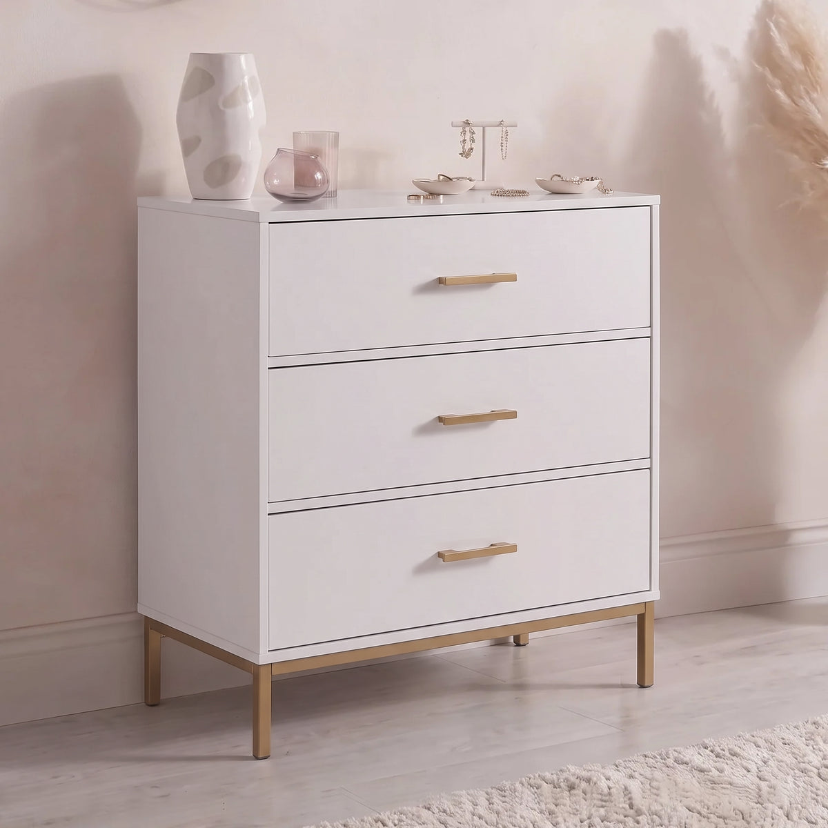 Marie 3 Drawer Chest of Drawers - White