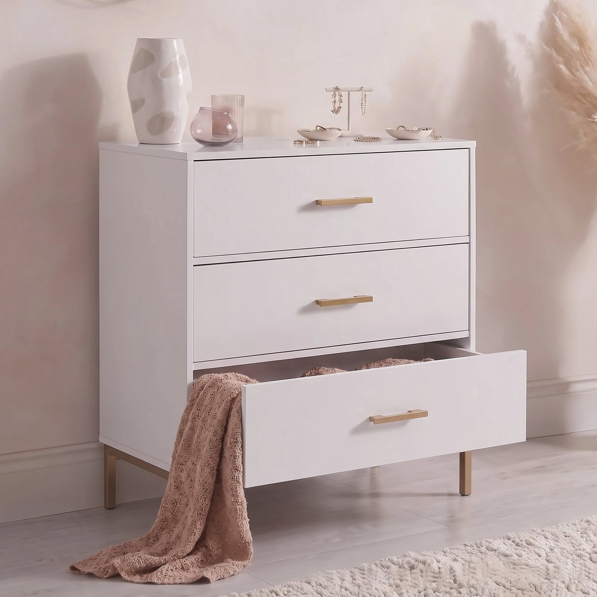 Marie 3 Drawer Chest of Drawers - White