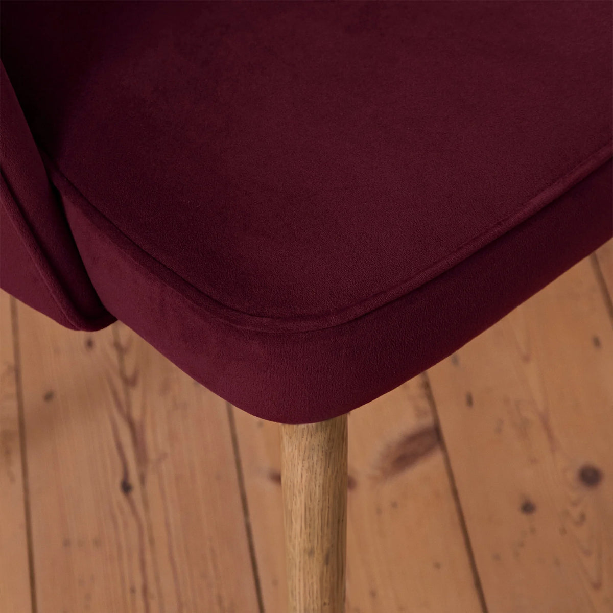 Marilyn Burgundy Red Dining Chair - Set of 2 - Almond Brown Legs