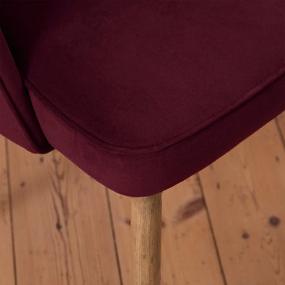 Marilyn Burgundy Red Dining Chair - Set of 2 - Almond Brown Legs