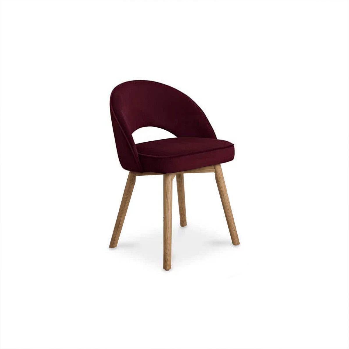 Marilyn Burgundy Red Dining Chair - Set of 2 - Almond Brown Legs