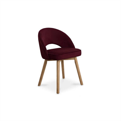 Marilyn Burgundy Red Dining Chair - Set of 2 - Almond Brown Legs