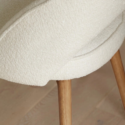 Marilyn Light Beige Boucle Dining Chair - Set of 2 - Almond Brown Legs - Laura James 