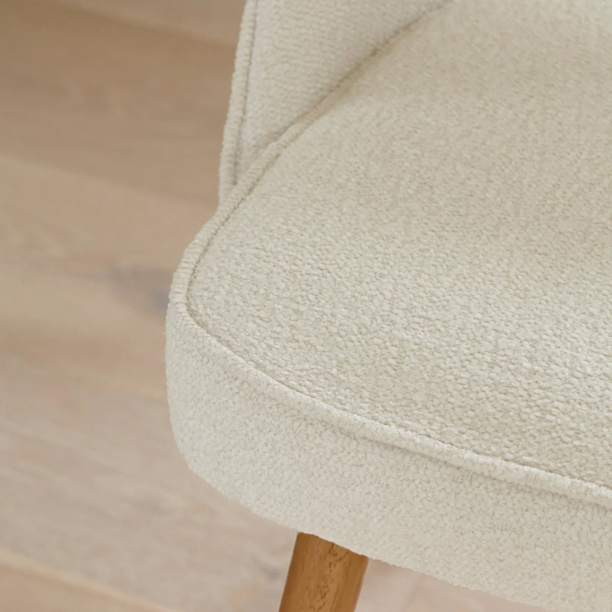 Marilyn Light Beige Boucle Dining Chair - Set of 2 - Almond Brown Legs - Laura James 