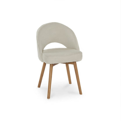 Marilyn Light Beige Boucle Dining Chair - Set of 2 - Almond Brown Legs - Laura James 