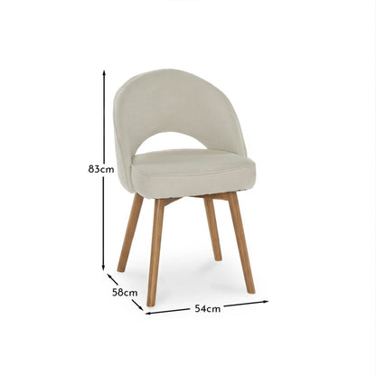 Marilyn Light Beige Boucle Dining Chair - Set of 2 - Almond Brown Legs - Laura James 
