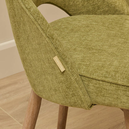 Marilyn Moss Green Dining Chair - Set of 2 - Almond Brown Legs - Laura James 