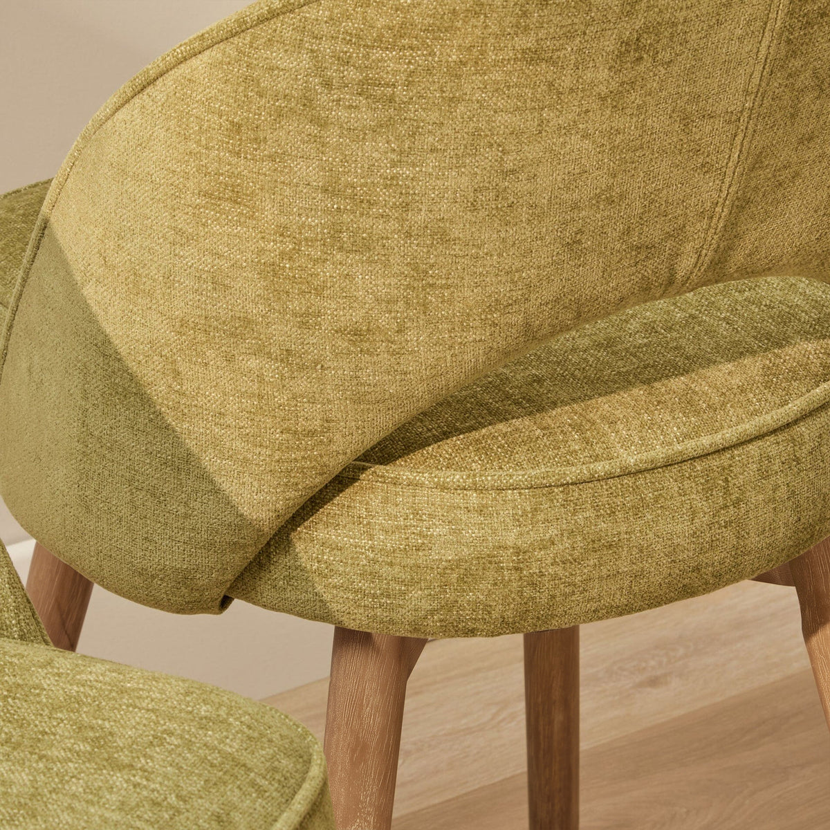 Marilyn Moss Green Dining Chair - Set of 2 - Almond Brown Legs - Laura James 