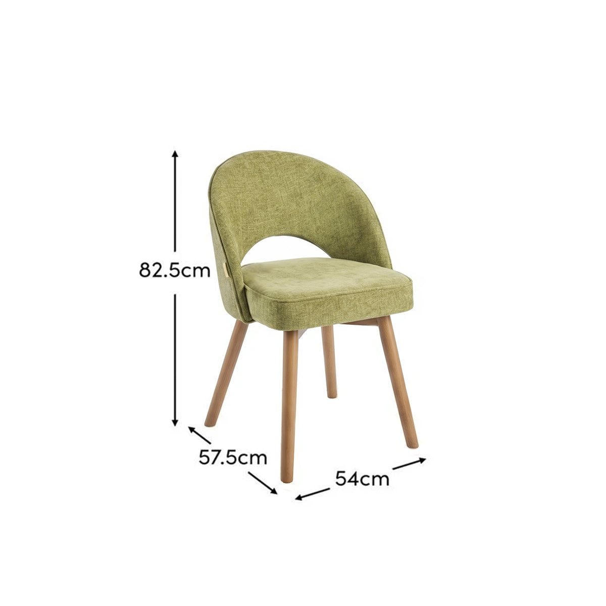 Marilyn Moss Green Dining Chair - Set of 2 - Almond Brown Legs - Laura James 