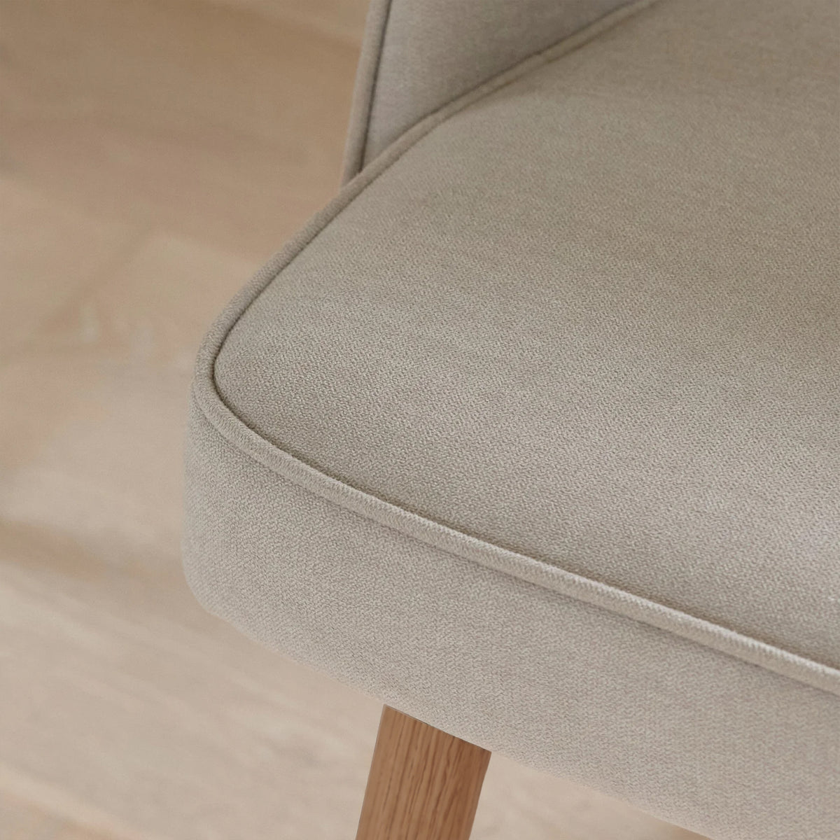 Marilyn Soft Beige Boucle Dining Chair - Set of 2 - Almond Brown Legs - Laura James 