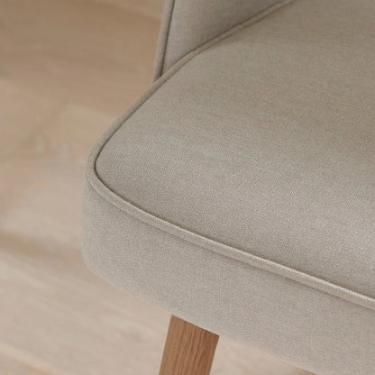 Marilyn Soft Beige Boucle Dining Chair - Set of 2 - Almond Brown Legs - Laura James 